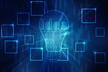 2d illustration bulb future technology, innovation background, creative idea concept 