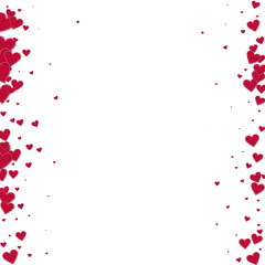 Fototapeta na wymiar Red heart love confettis. Valentine's day borders 