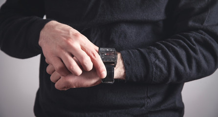 Man wearing luxury wristwatch. Fashion, Lifestyle