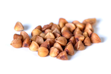 A bunch of buckwheat isolated on a white background.