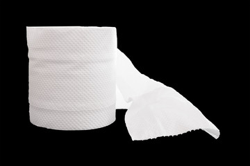 toilet paper isolated on black