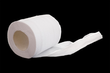 toilet paper isolated on black
