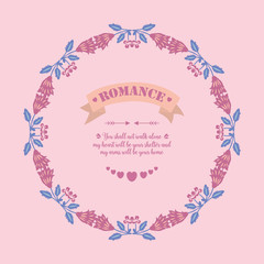 Beautiful pink wreath frame Design, for elegant and romance invitation card decor. Vector