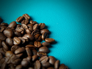 coffee beans on blue background