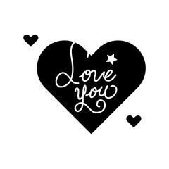 love you lettering in heart isolated icon