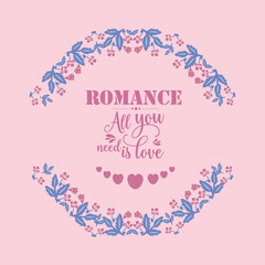 Beautiful Ornament leaf and floral frame, for seamless romance invitation card design. Vector