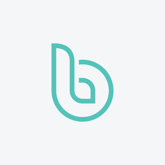 abstract Initial letters B with leaf concept. logo mono line concept - vector