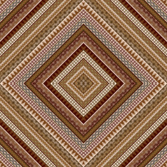 Geometric decorative seamless pattern with brown ethnic motifs