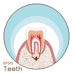 vector pixel art of teeth normal or strong condition