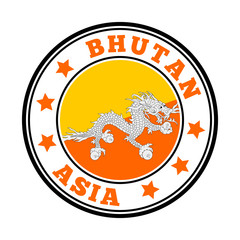 Bhutan sign. Round country logo with flag of Bhutan. Vector illustration.