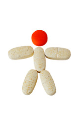 multicolored pills and tablet macro isolate 