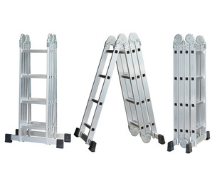 Set of Folding Ladder In the open position on white background. convenient ladders ,Light weight,...
