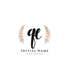 QE Initial handwriting logo vector	