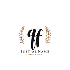 QF Initial handwriting logo vector	