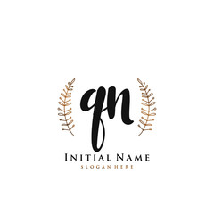 QN Initial handwriting logo vector	