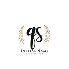 QS Initial handwriting logo vector	