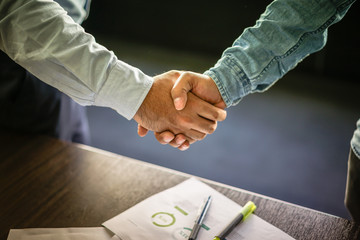 Handshake between business team for an agreement of doing project together. Trust and confidence.