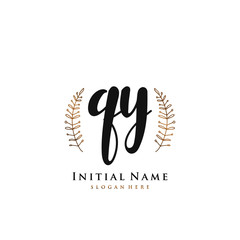 QY Initial handwriting logo vector	