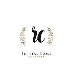 RC Initial handwriting logo vector	