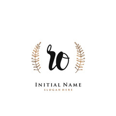 RO Initial handwriting logo vector	