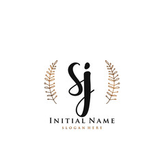 SJ Initial handwriting logo vector	