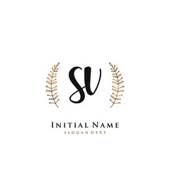 SV Initial handwriting logo vector	