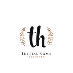 TH Initial handwriting logo vector	