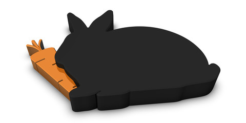 Rabbit Silhouette And Carrot - 3D Illustration - Isolated On White Background