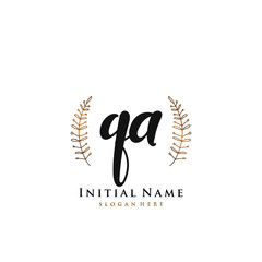 QA Initial handwriting logo vector	