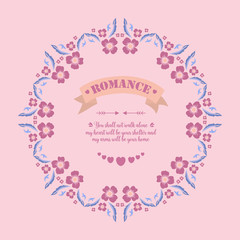 Unique pattern of leaf and flower frame, for romance greeting card wallpaper design. Vector