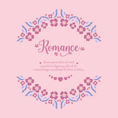 Seamless Pattern of leaf pink floral frame, for romance card design. Vector