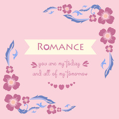Seamless Pattern of leaf pink floral frame, for romance card design. Vector