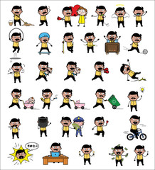 Cartoon Indian Man - Set of Concepts Vector illustrations