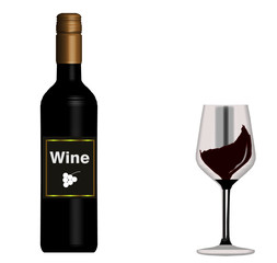 Wine bottle and glass 