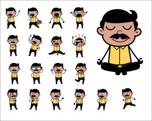Collection of Indian Man Poses - Set of Concepts Vector illustrations
