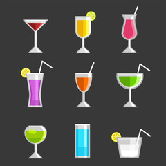 Set of Colorful Juice icon and elements. Flat design