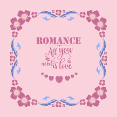 Invitation card of romance, with seamless leaf and pink wreath. Vector