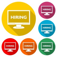 Hiring icon in flat style with long shadow