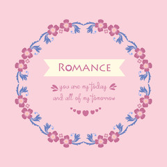 Elegant ornament leaf and floral frame, for unique romance invitation card design. Vector