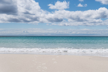 Fototapeta na wymiar clean sand at beach in Tasmania