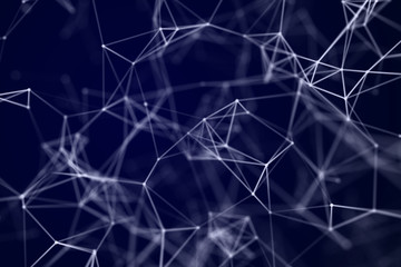 Abstract science background. Molecules technology with polygonal shapes, connecting dots and lines. Big data visualization.  Connection structure concept. 