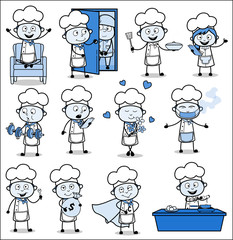 Set of Vintage Cartoon Chef - Comic Concepts Vector illustrations