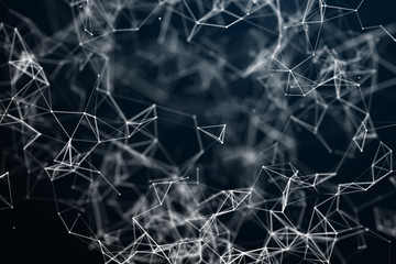 Abstract science background. Molecules technology with polygonal shapes, connecting dots and lines. Big data visualization.  Connection structure concept. 