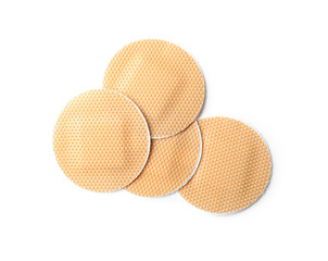 Medical sticking plasters isolated on white. First aid item