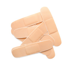 Medical sticking plasters isolated on white. First aid item