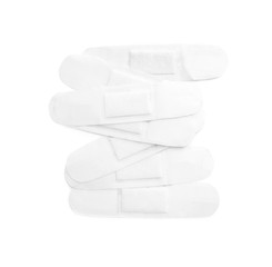 Medical sticking plasters isolated on white. First aid item