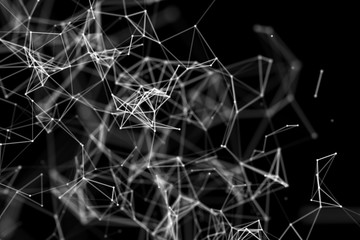 Abstract science background. Molecules technology with polygonal shapes, connecting dots and lines. Big data visualization.  Connection structure concept. 