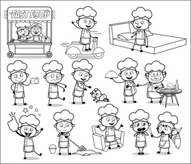 Various Retro Cartoon Chef - Set of Concepts Vector illustrations