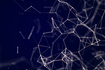 Abstract science background. Molecules technology with polygonal shapes, connecting dots and lines. Big data visualization.  Connection structure concept. 