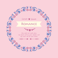 Decorative of romance greeting card, with antique pattern of leaf and floral frame. Vector